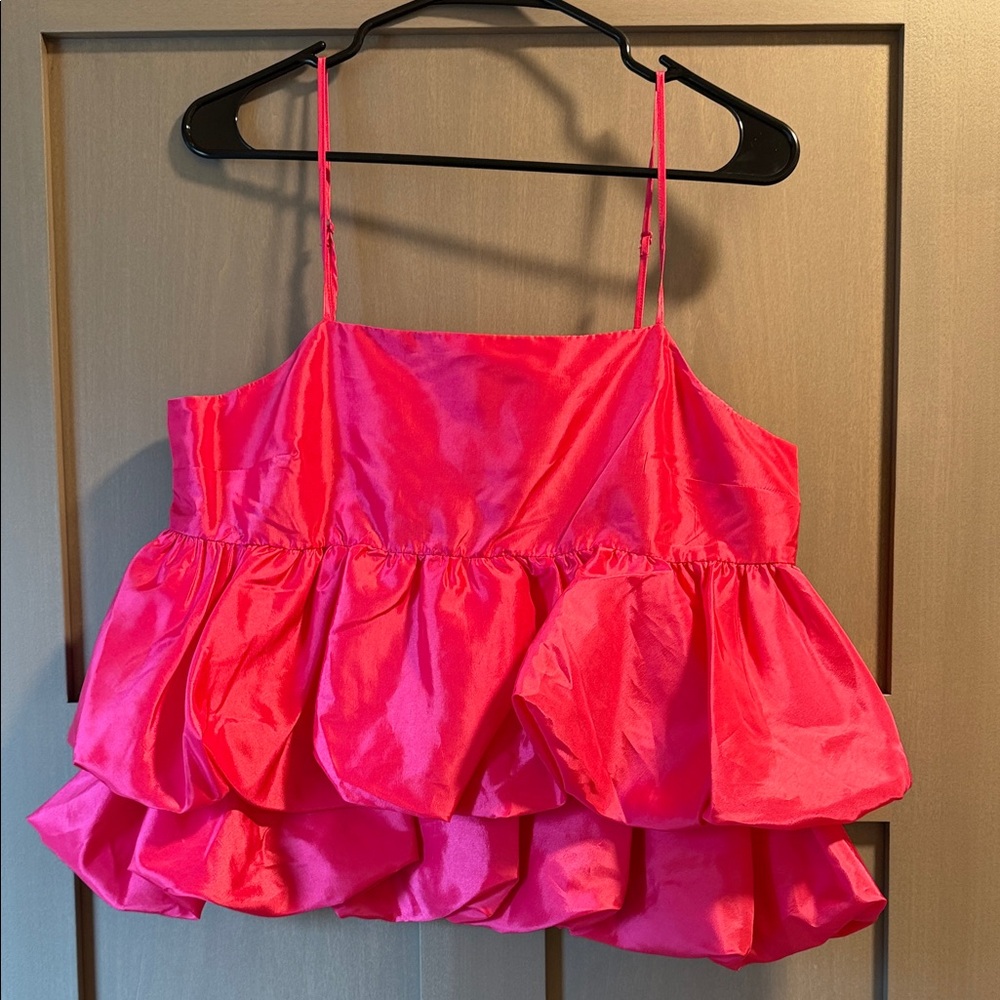a new day Pink Ruffle Tank Top